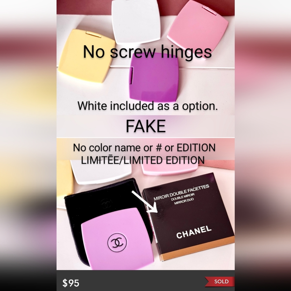 How to Recognize authentic CC Compact Mirrors! Not for Sale! 🖤$46 on Chanel RN! - Picture 5 of 16